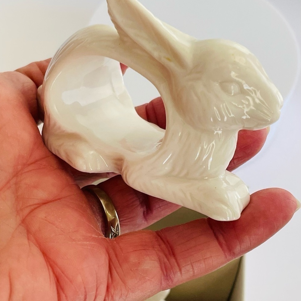 Vintage Shafford White Porcelain Bunny Napkin Holders Set- 4 Easter Cottagecore - Picture 8 of 8